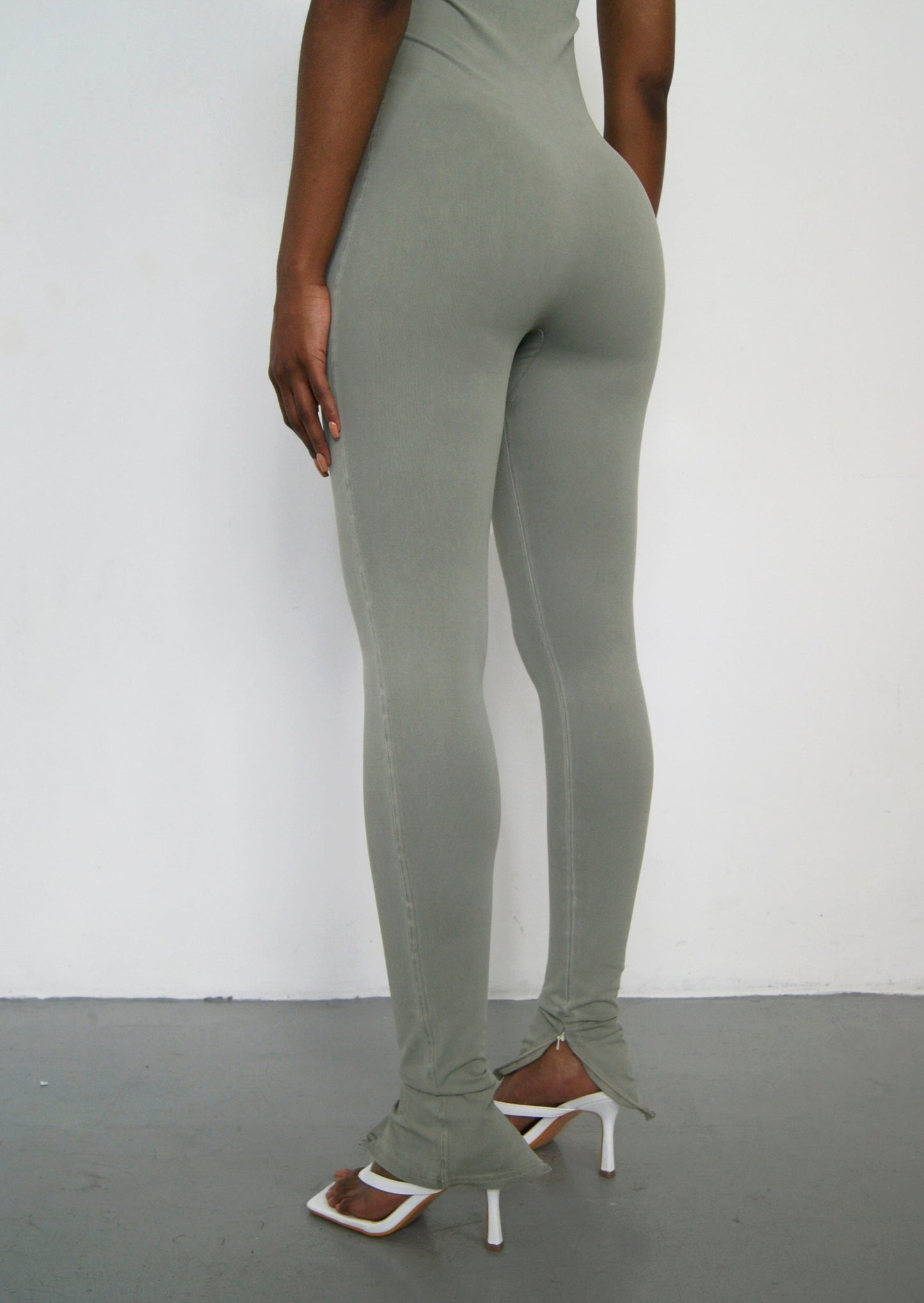 V-neck Zip Bodysuit - Sage