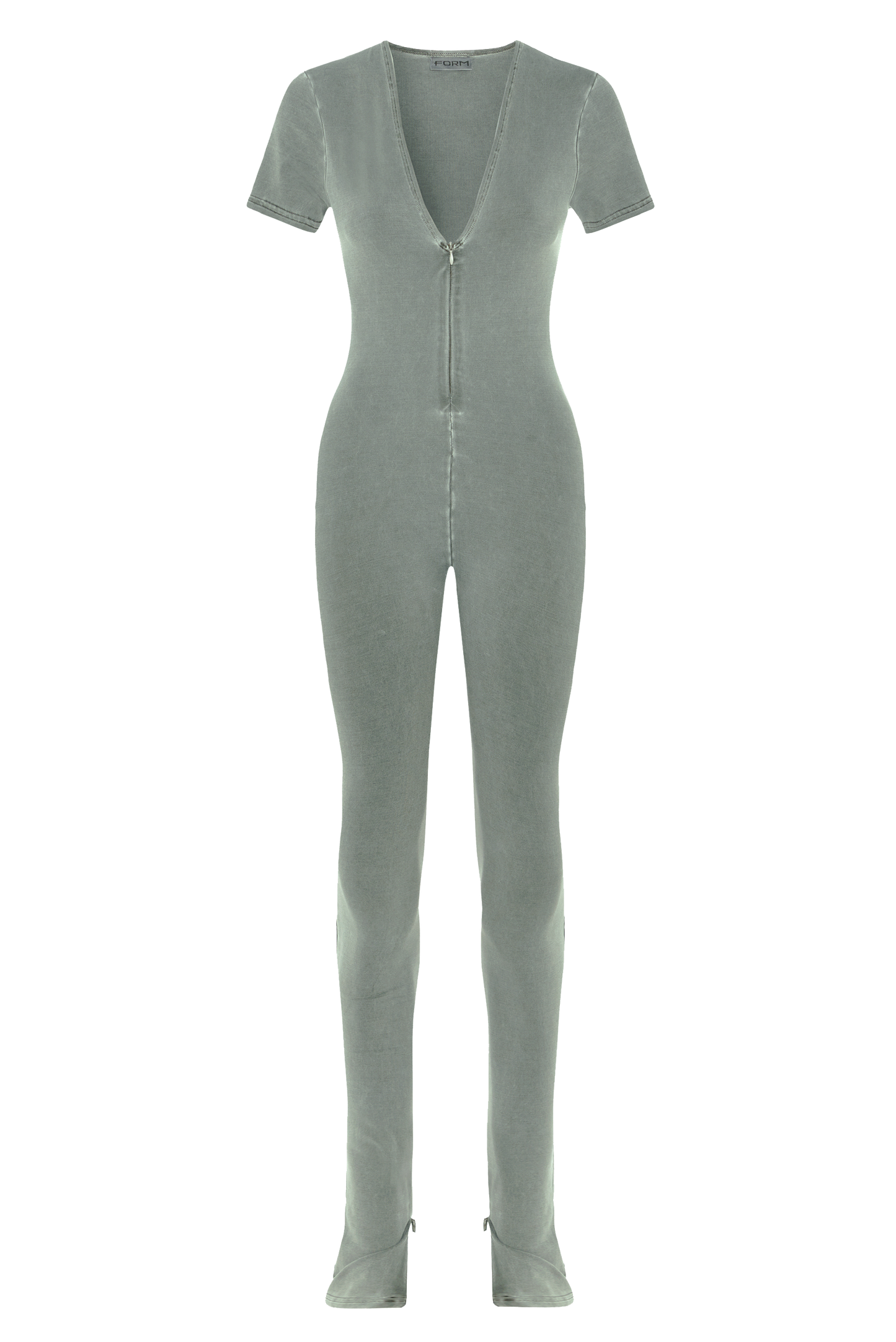 V-neck Zip Bodysuit - Sage